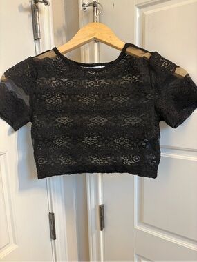 Noisy May Black Lace Cropped Top Size XS
